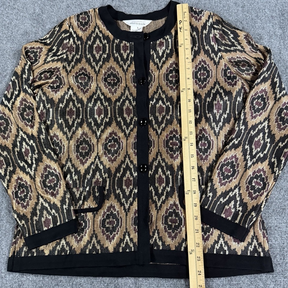 Misook Cardigan Sweater Womens Small Knit Ikat Metallic Print - Picture 4 of 5